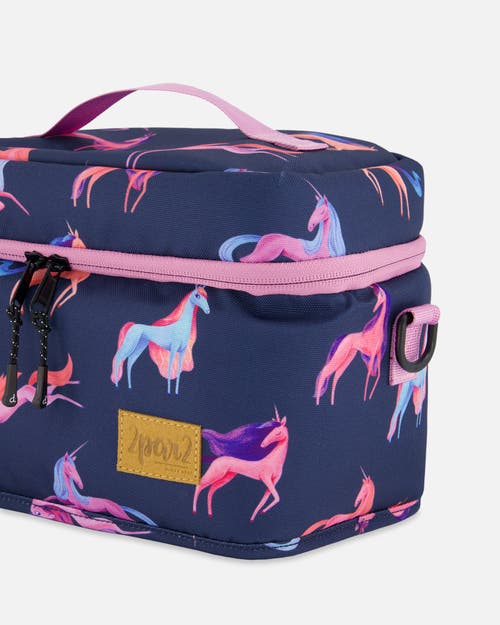 Shop Deux Par Deux Girl's Lunch Box Navy Printed Unicorn In Printed Unicorns