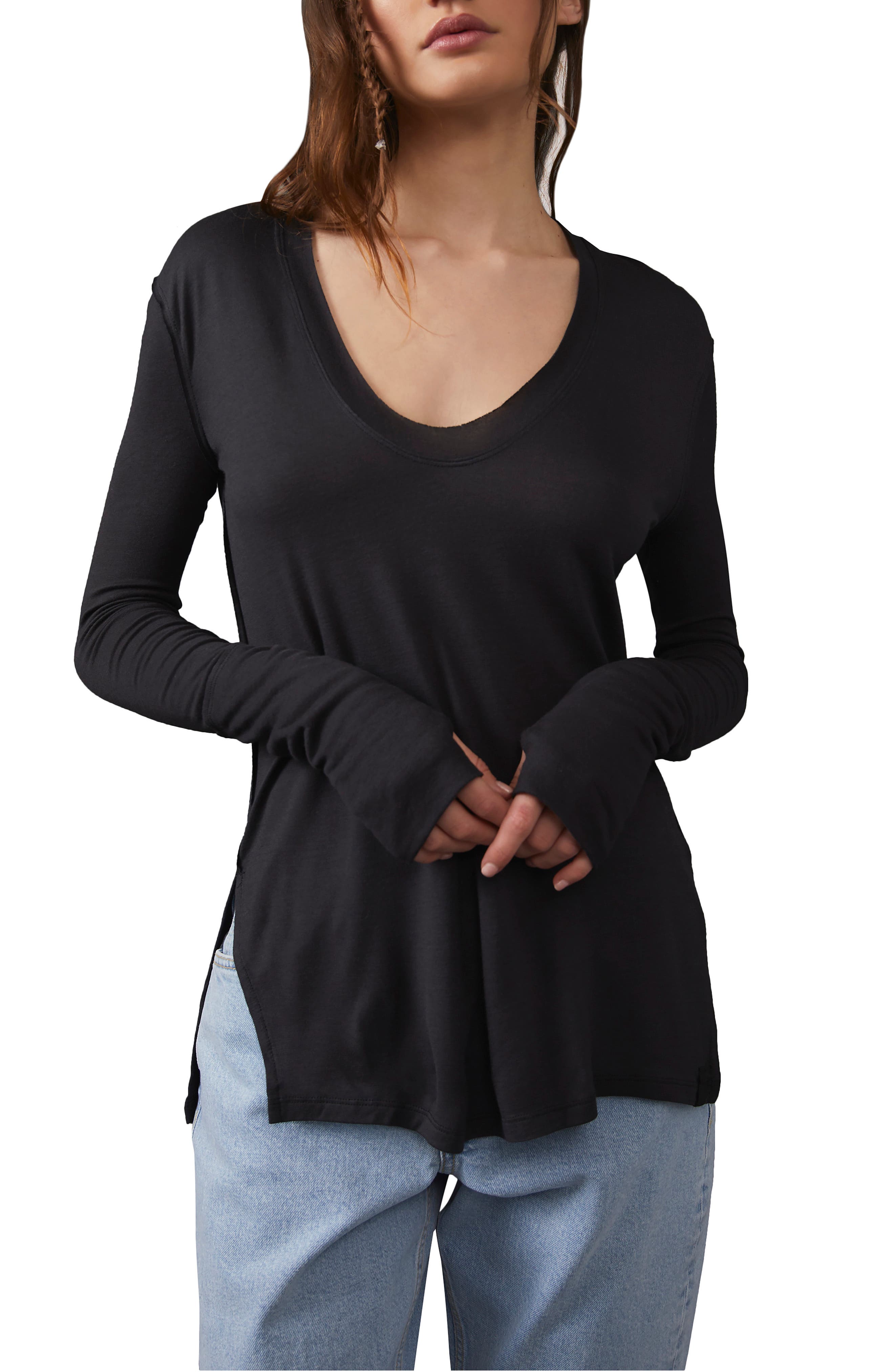 Miskely Womens Long Sleeve Casual Scoop Neck Tees Button Side Shirt Blouse Tunic Top 