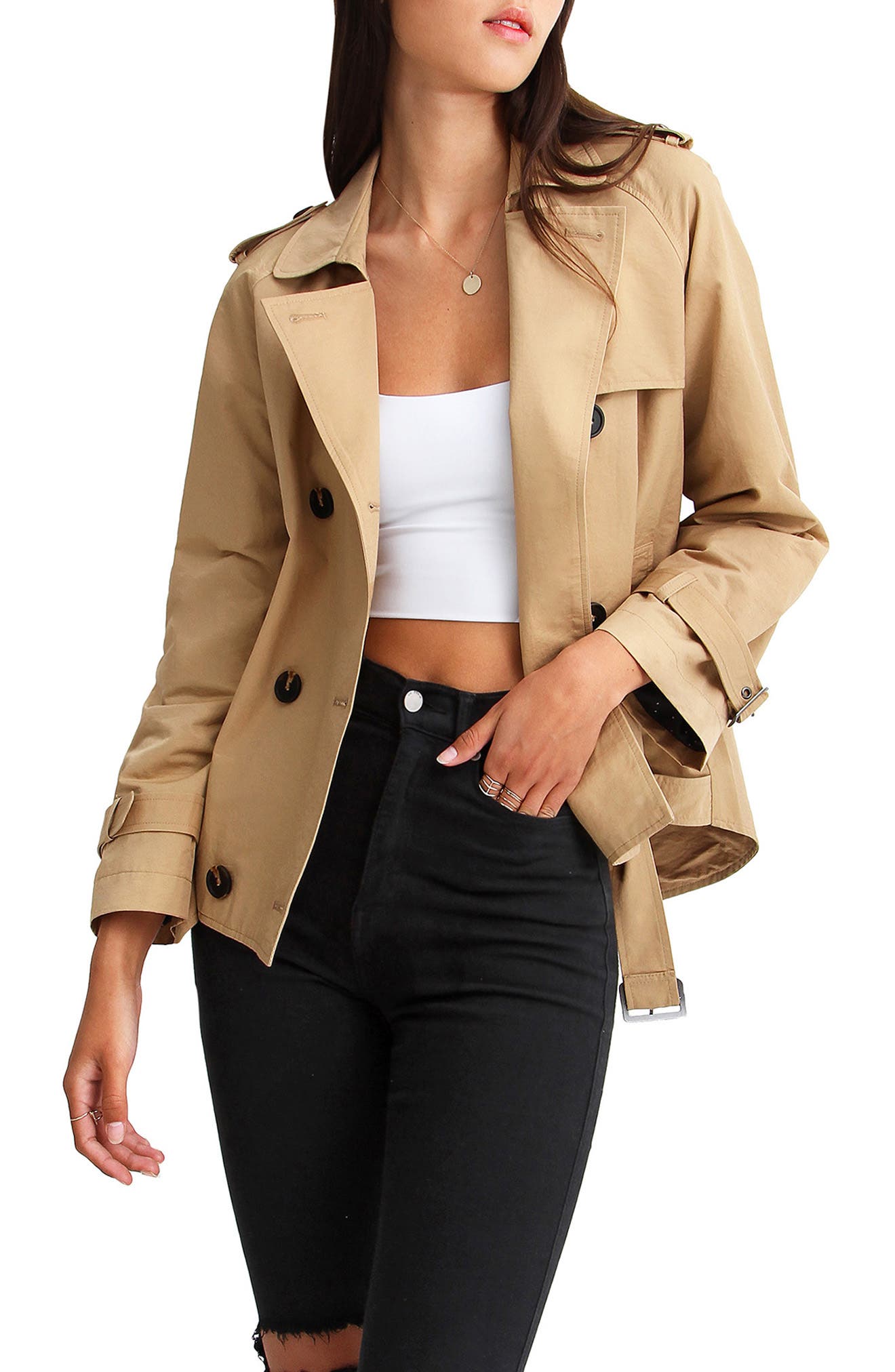 cropped trench coat women's