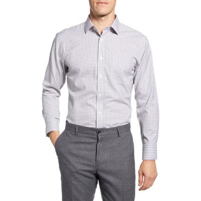 Nordstrom Shop Smartcare(TM) Trim Fit Check Dress Shirt - Grey