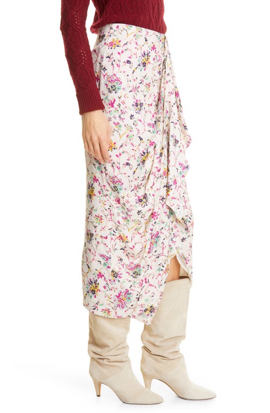 Isabel Marant Étoile Berthe Draped Floral-print Jacquard Midi Skirt In Ecru