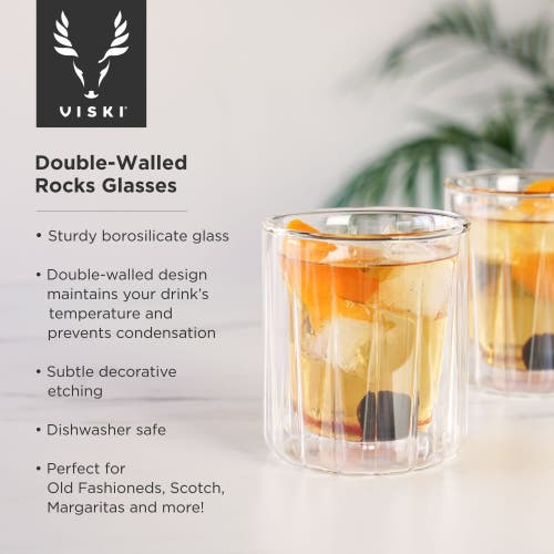 Viski Double Walled Rocks Glasses In Clear