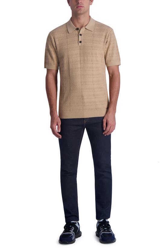 Shop Karl Lagerfeld Paris Textured Polo Sweater In Tan
