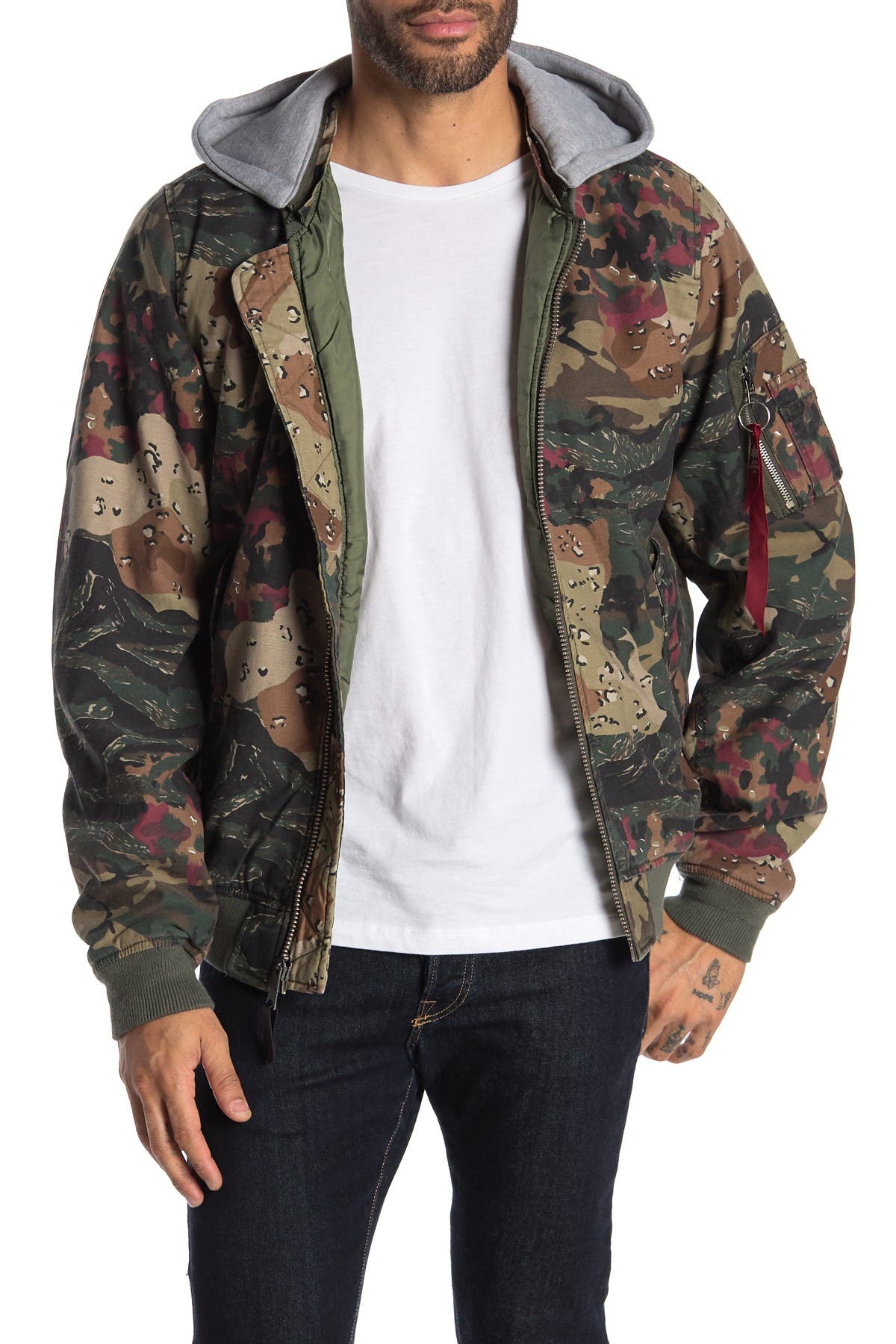 Alpha Industries Ma 1 Natus Camouflage Hooded Flight Jacket Nordstrom Rack