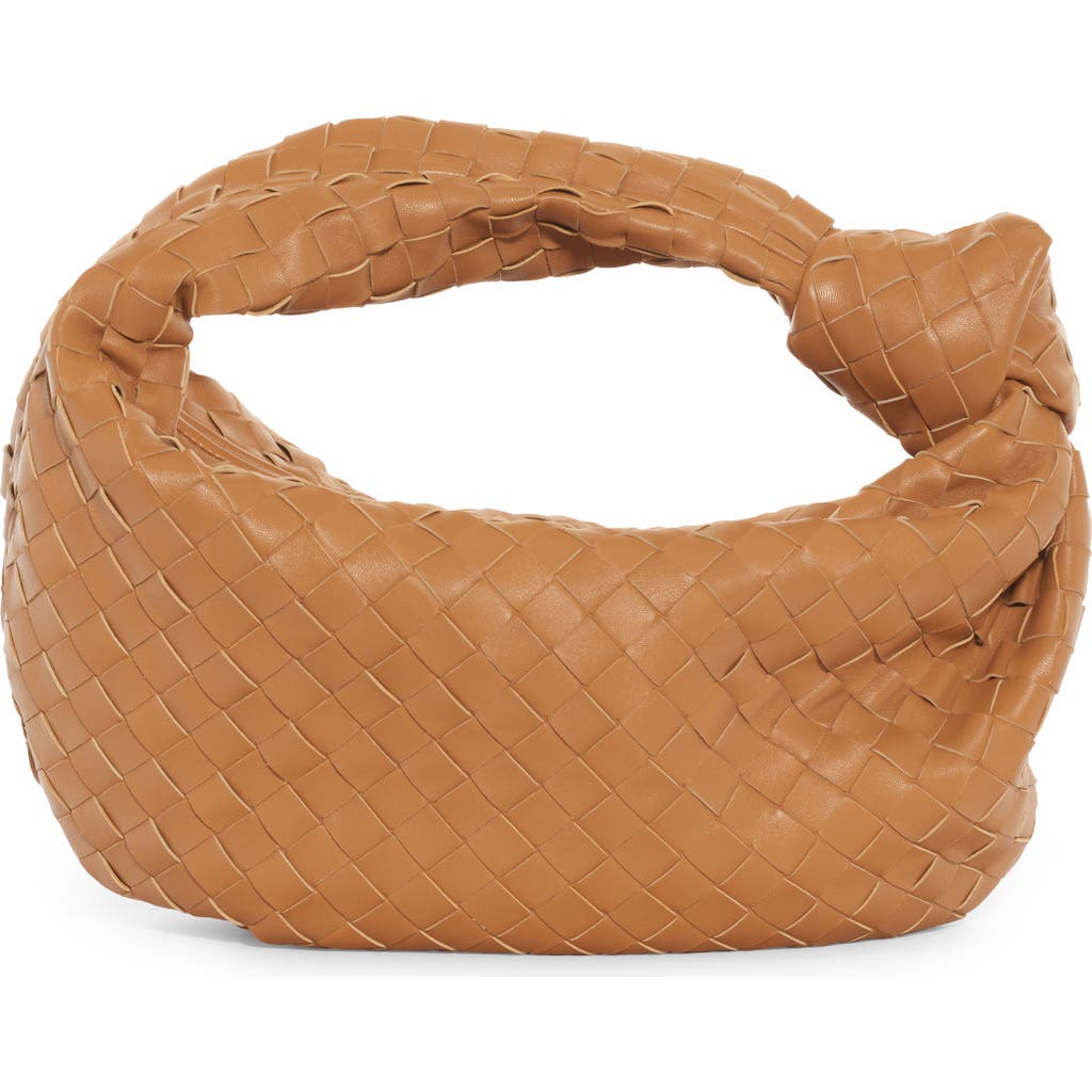 Bottega Veneta Teen Jodie Knitted Shoulder Bag In Caramel Gold
