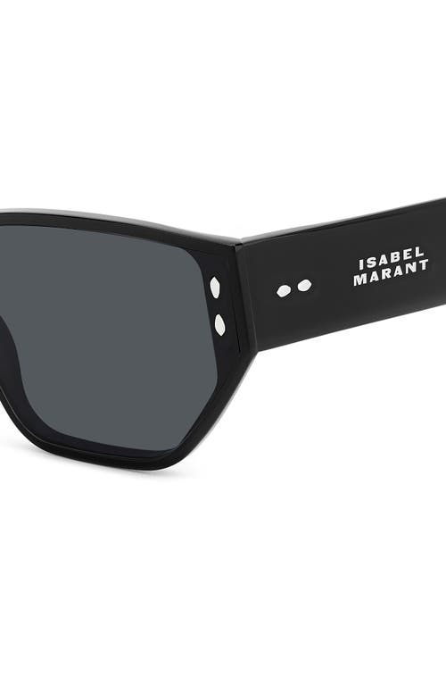 Shop Isabel Marant 66mm Oversize Angular Sunglasses In Black/grey