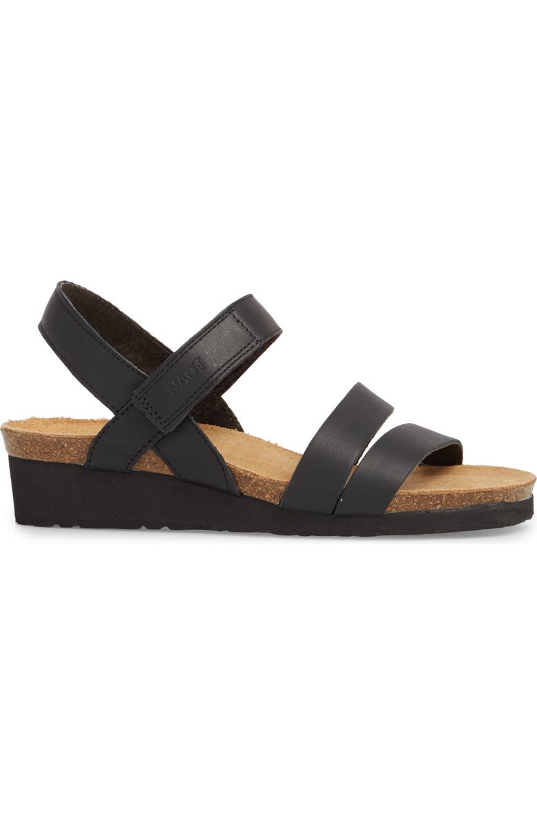 Naot Kayla Wedge Sandal, Alternate, color, Black Matte Leather