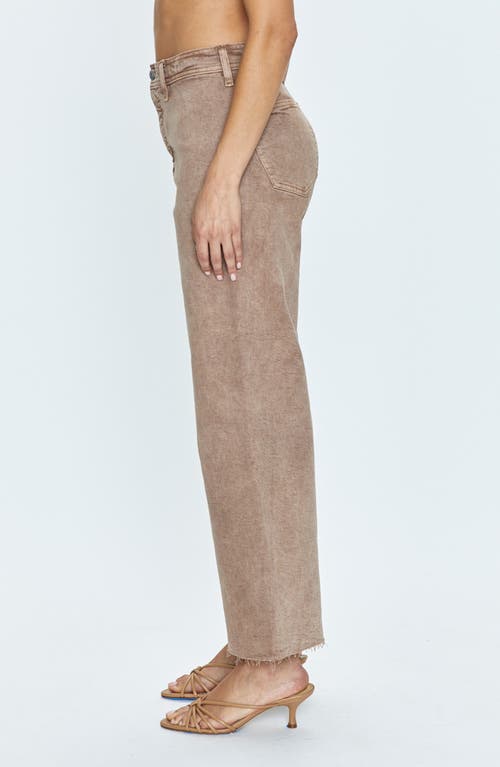 Shop Pistola Penny High Waist Raw Hem Wide Leg Jeans In Cashew