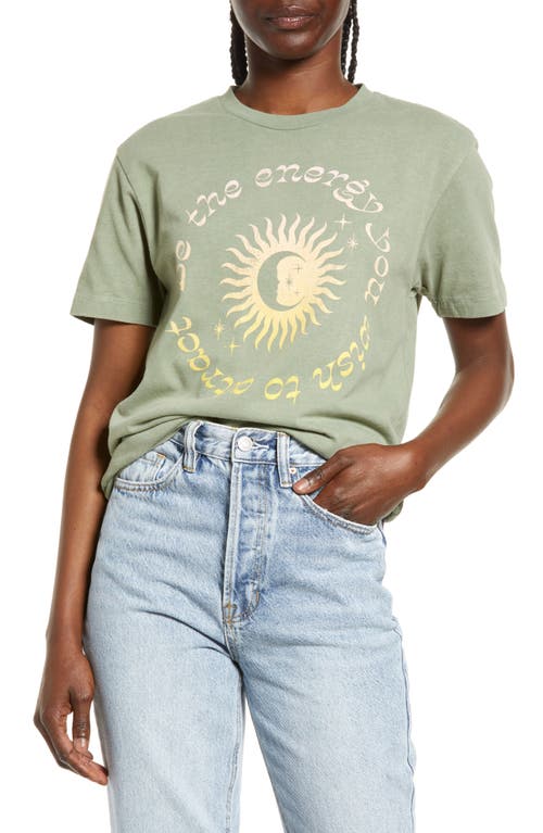 Desert Dreamer Women's Be the Energy Washed Graphic Tee in Washed Bright Olive