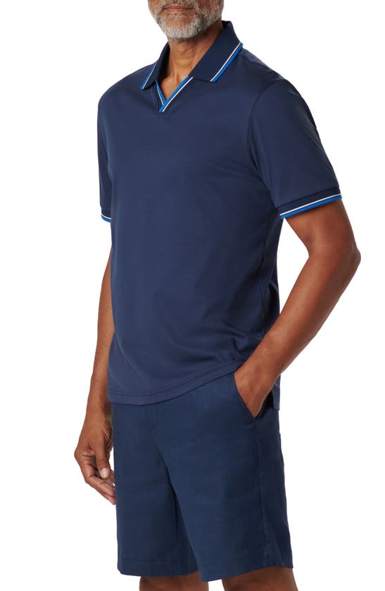 Shop Bugatchi Tipped Johnny Collar Polo In Navy