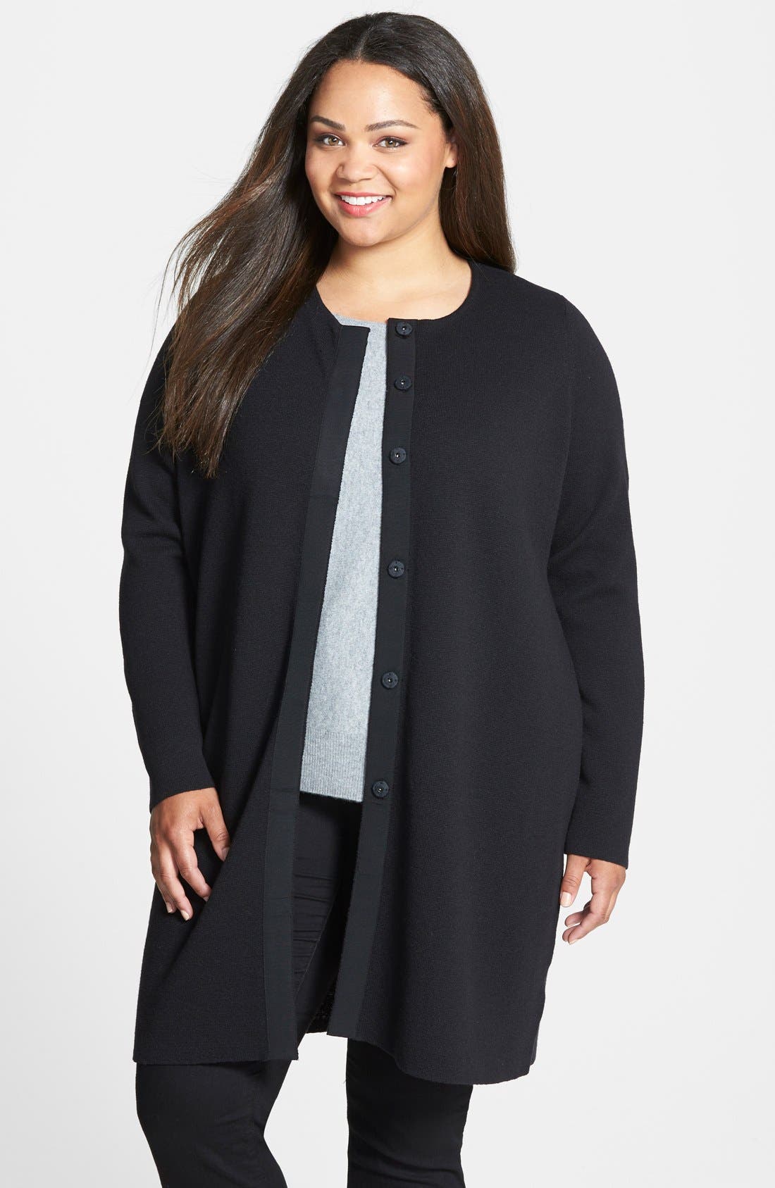 Eileen Fisher Washable Wool Long Jacket (Plus Size) Nordstrom