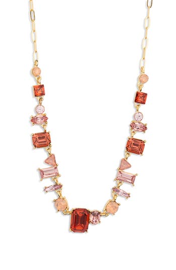 Nordstrom Rack Mixed Cz Stone Chain Necklace In Pink Multi- Gold