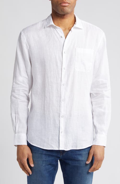 Emory Solid Linen Button-Up Shirt in White
