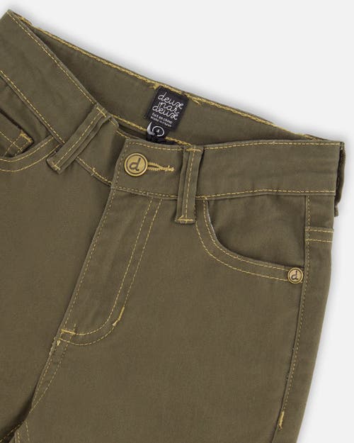 Shop Deux Par Deux Baby Boy's Stretch Twill Straight Leg Pants Khaki Green In Olive Night