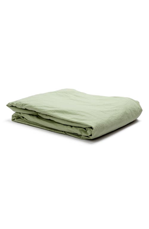 PIGLET IN BED 200 Thread Count Washed Cotton Percale Flat Sheet in Apple