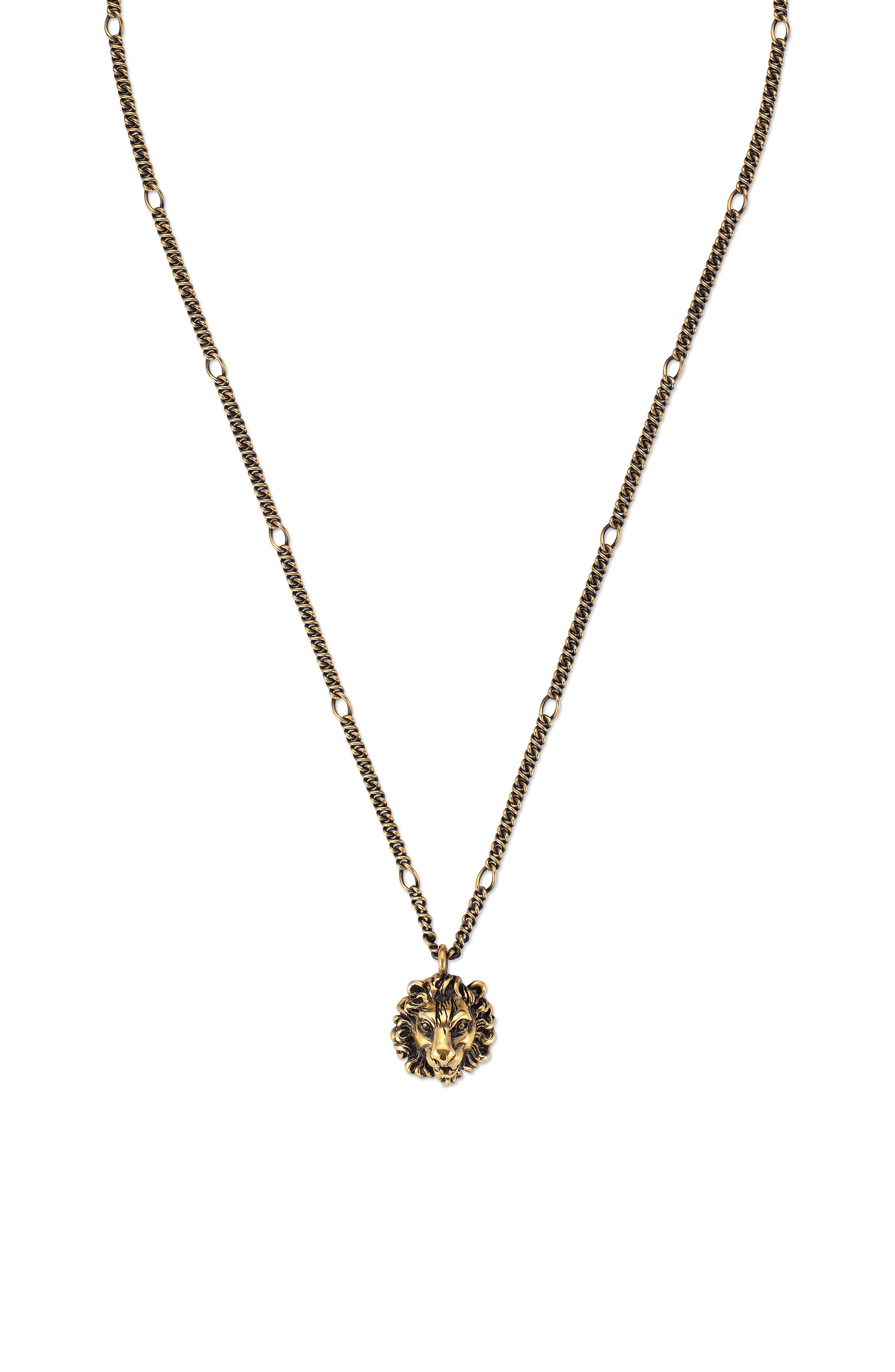 gucci necklace with lion head pendant