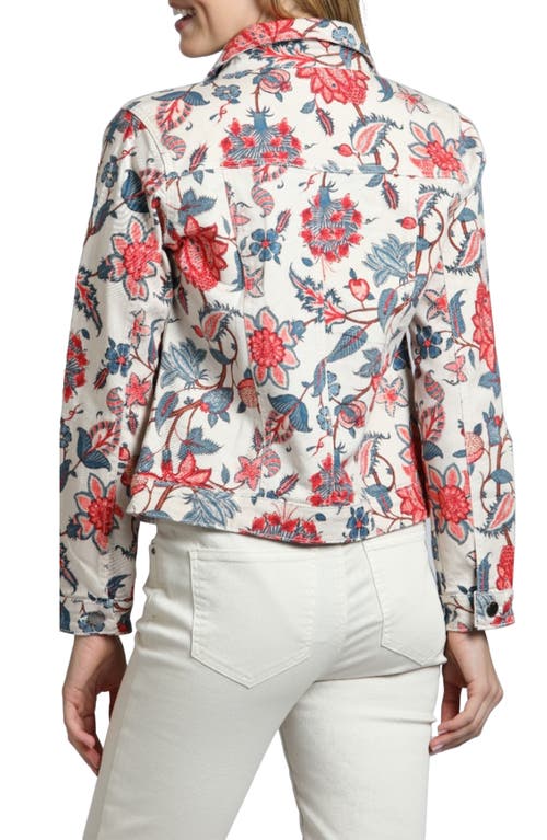 Shop Apny Floral Print Denim Jacket In Natural Multi