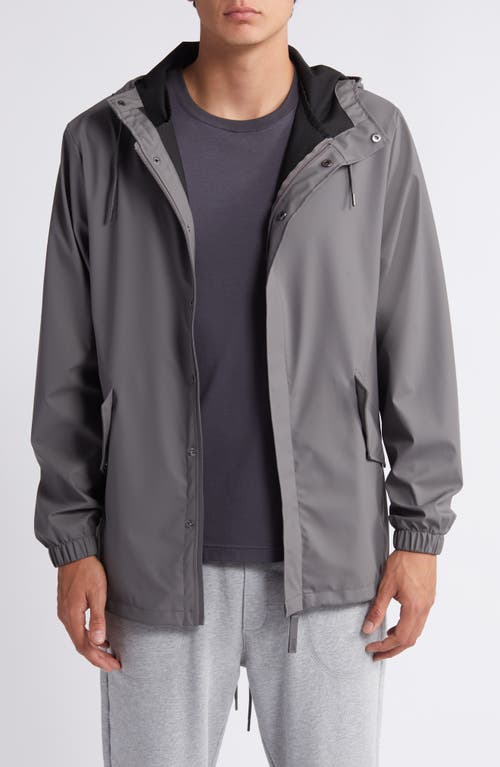 Shop Rains Fishtail Hooded Waterproof Rain Jacket In Grey