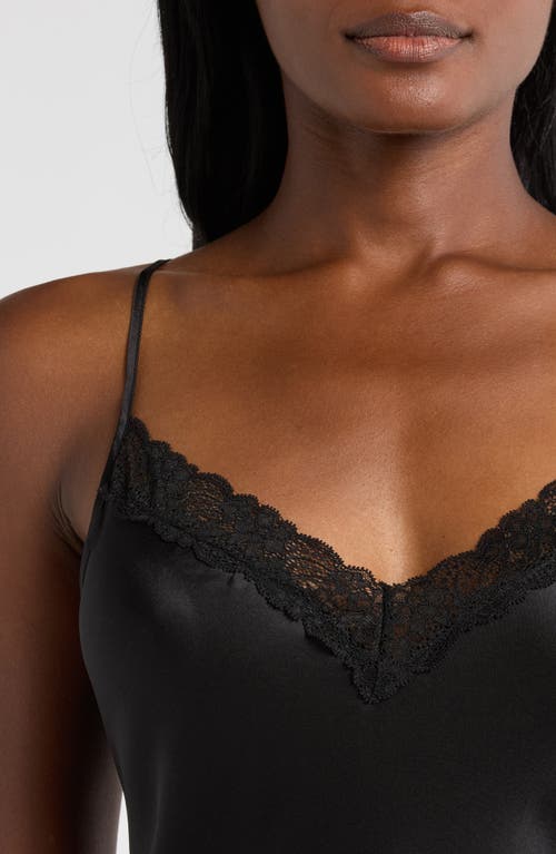 Shop Etam Milky Lace Trim Silk Chemise In Black