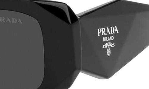 Shop Prada 51mm Rectangular Sunglasses In Black/dark Grey