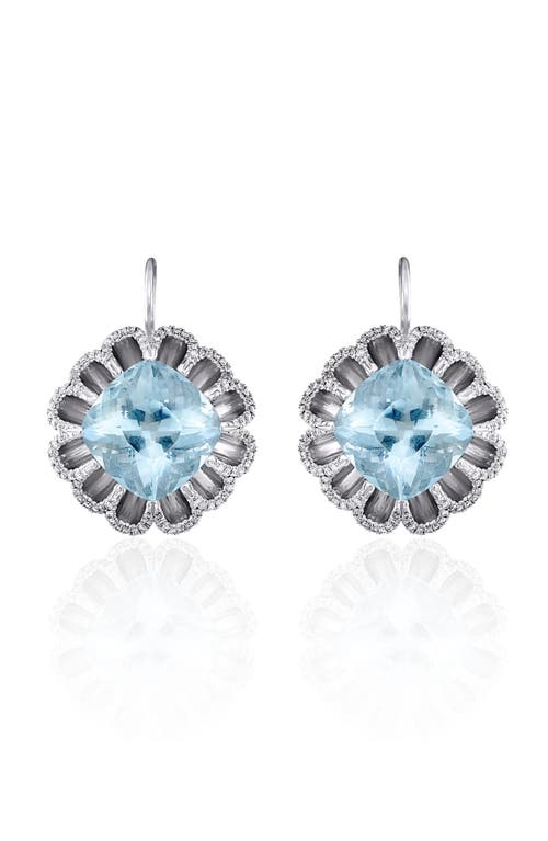 Shop Mindi Mond Floating Aquamarine & Diamond Drop Earrings In White/diamond/aquamarine