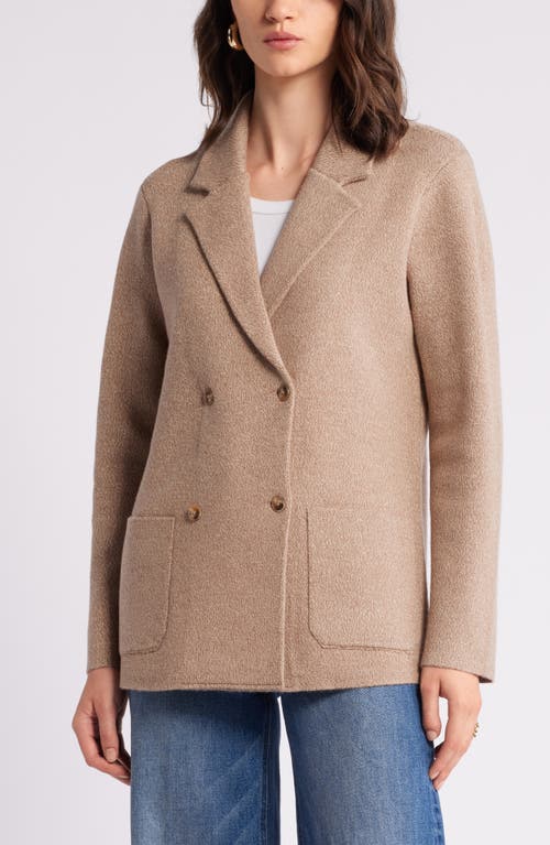 Shop Nordstrom Marled Doubled Breasted Knit Blazer In Camel Marl