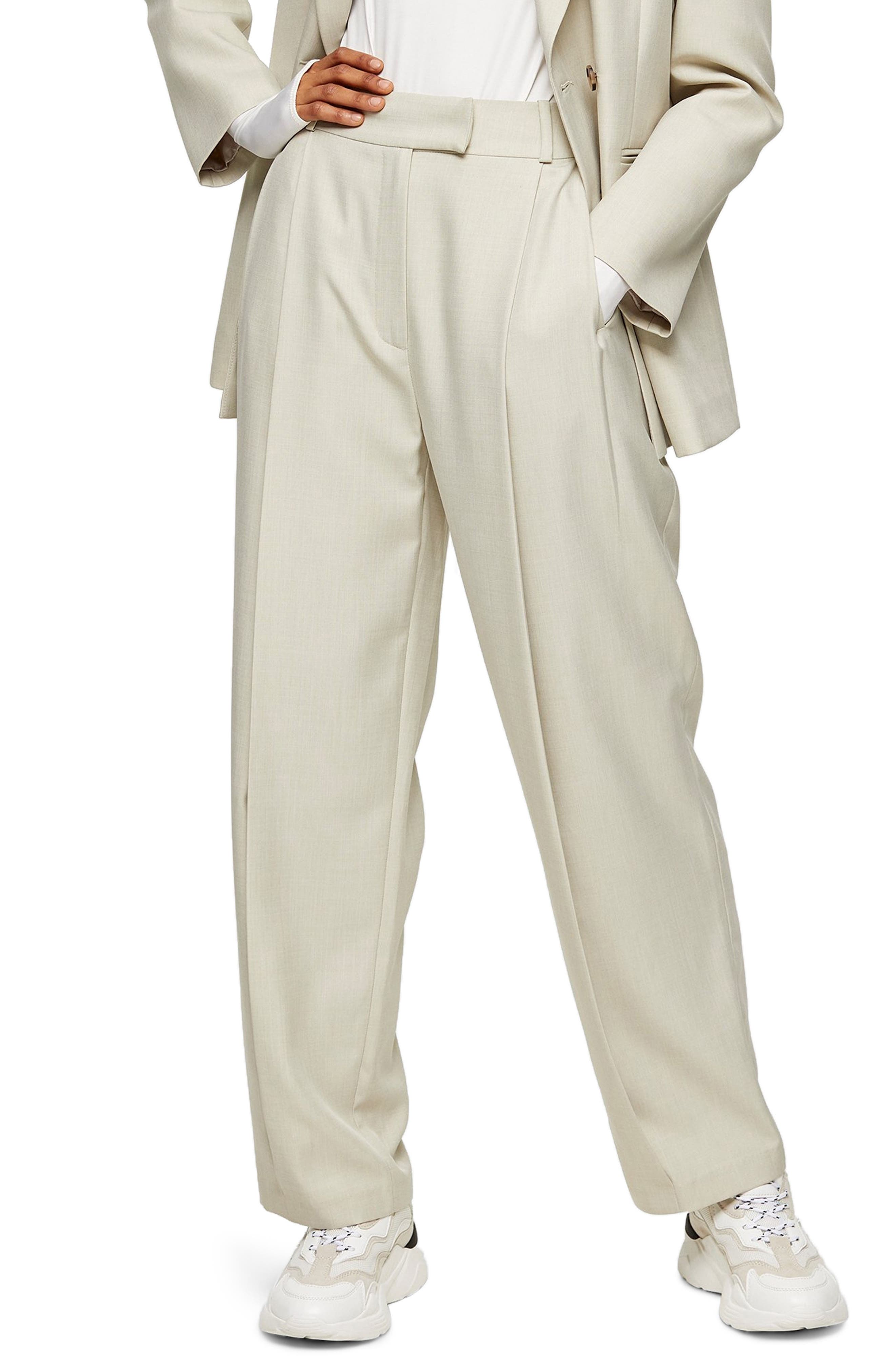 white wide leg trouser suit