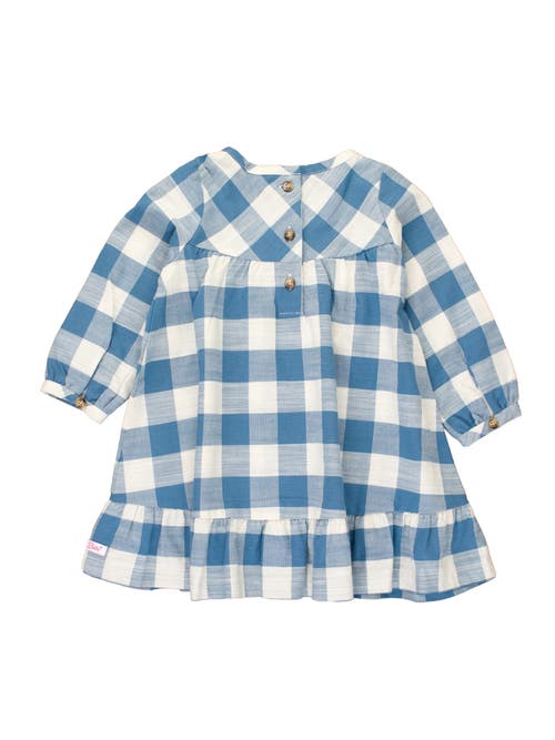 Shop Rufflebutts Baby Girls Long Sleeve Ruffle Hem Dress In Countryside Blue Plaid