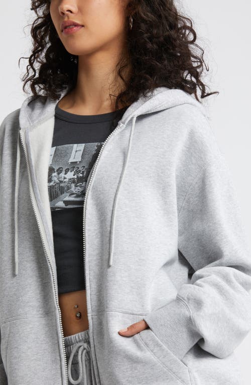 Shop Bp. Oversize Zip Fleece Hoodie In Grey Soft Heather