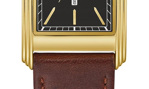 Shop Bulova Frank Sinatra Chariman Of The Board Leather Strap Watch, 25.5mm In Goldone