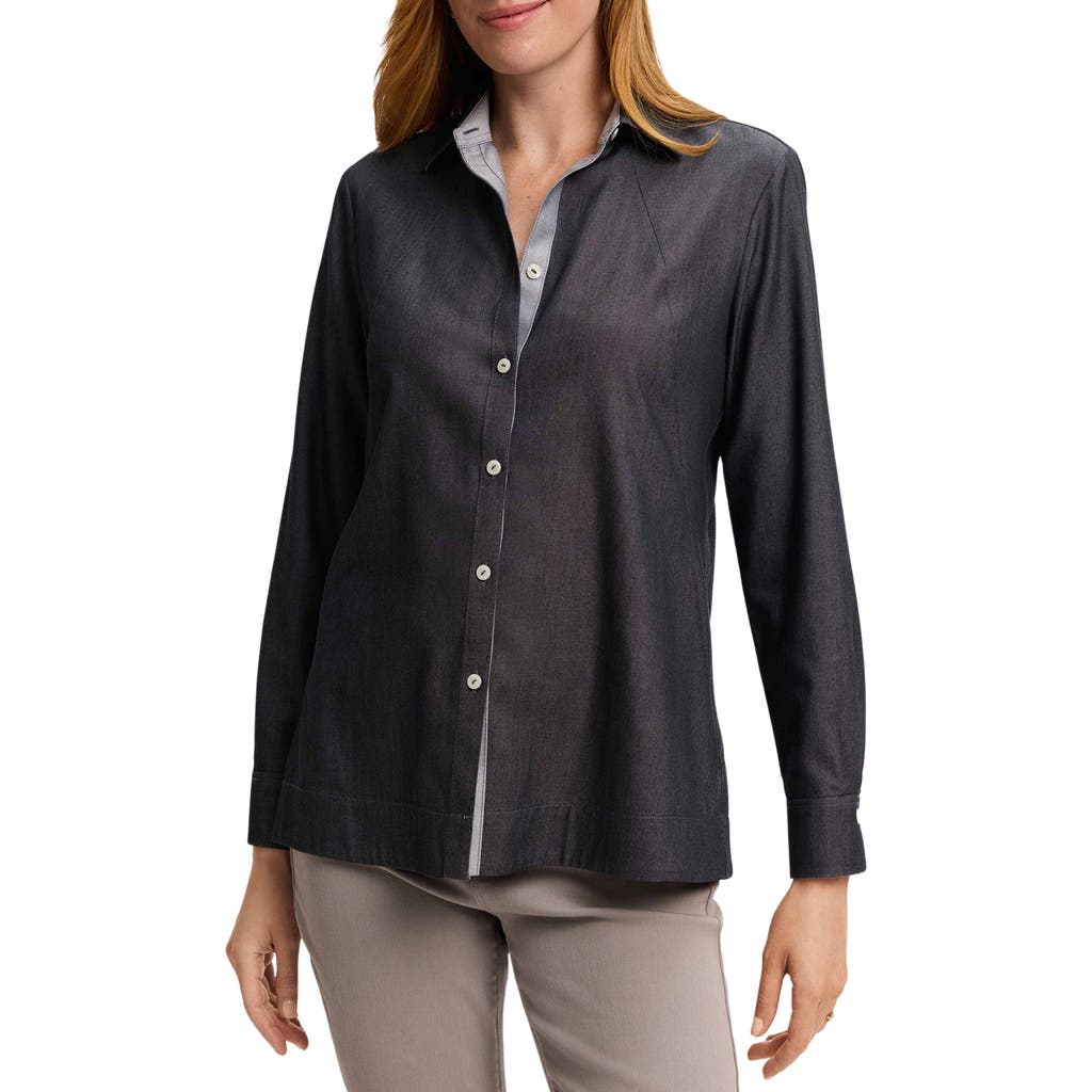 FOXCROFT FOXCROFT VERONICA DOUBLE FACE BUTTON-UP SHIRT