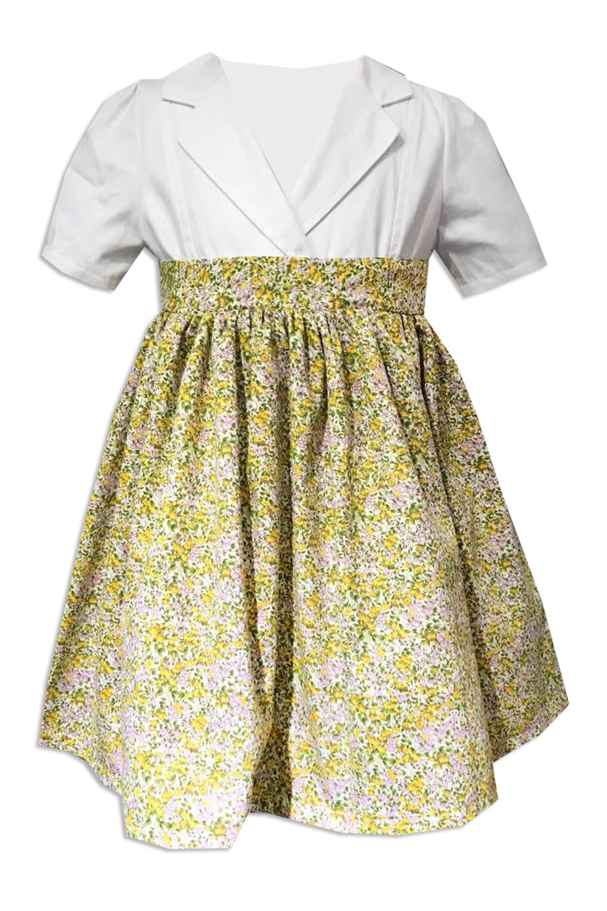Joe-ella Kids' Fiona Tailored Shirt Dress In Dark Yellow