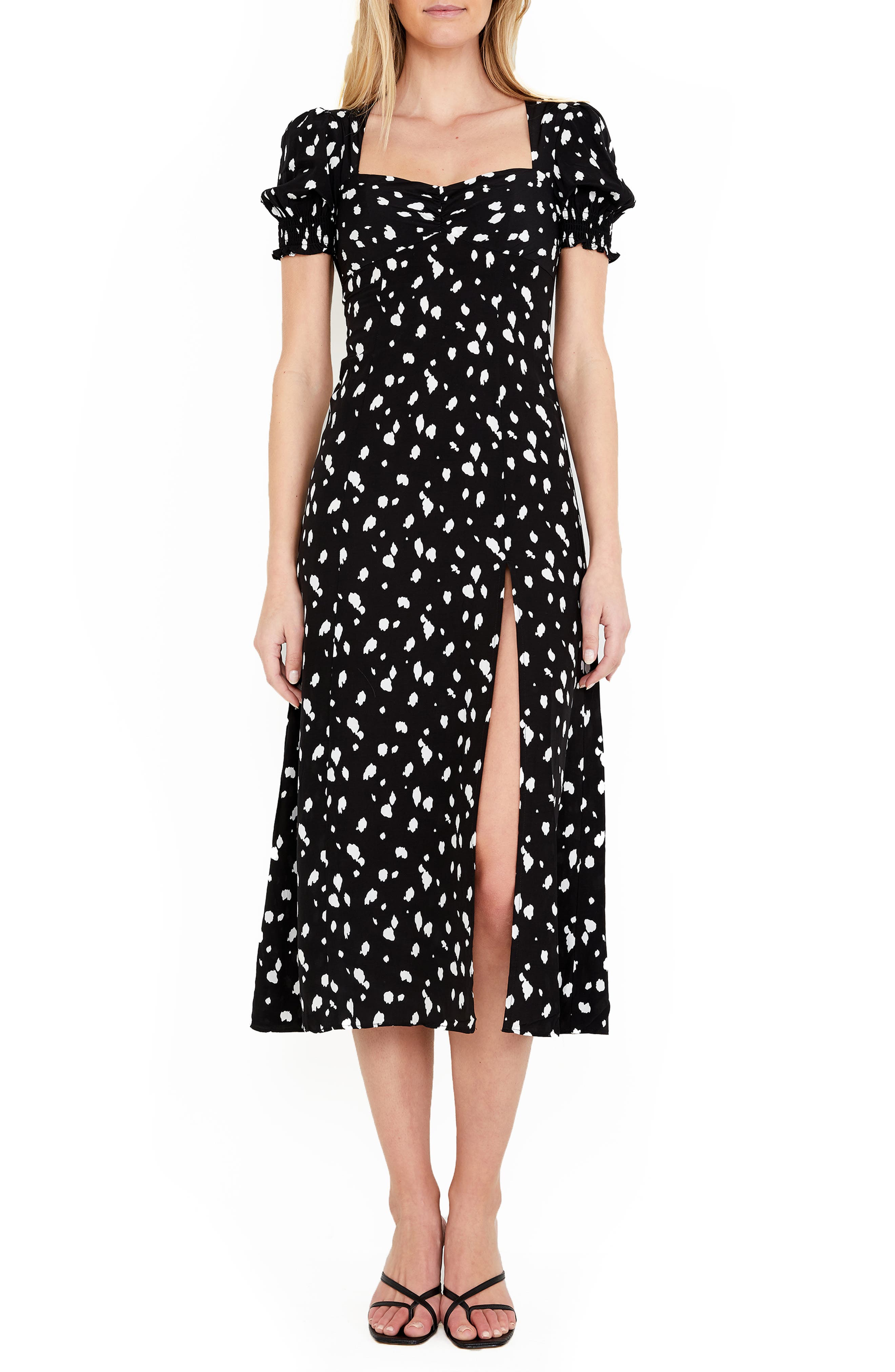 bardot millie spot print midi dress