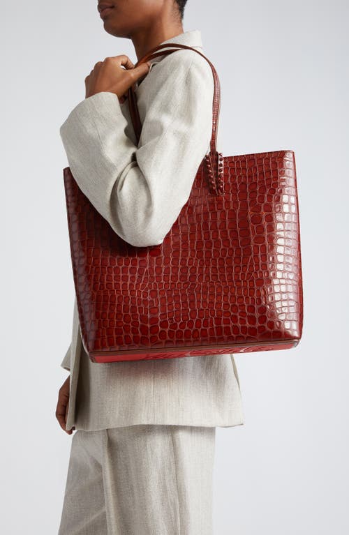 Shop Christian Louboutin Cabata Croc Embossed Leather Tote In Rd4l Acajou