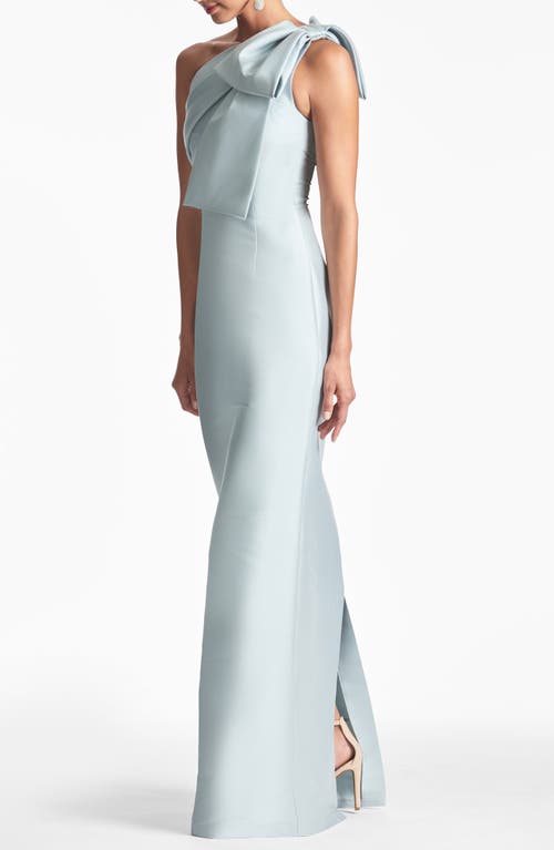 Shop Sachin & Babi Bonnie Bow One-shoulder Mikado Gown In Ash Blue