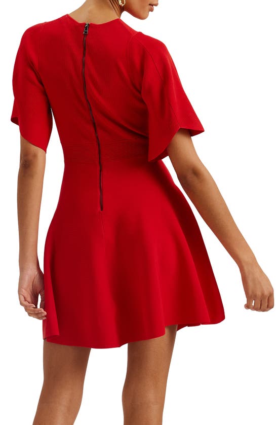 Shop Ted Baker Olivia Rib Fit & Flare Dress In Red