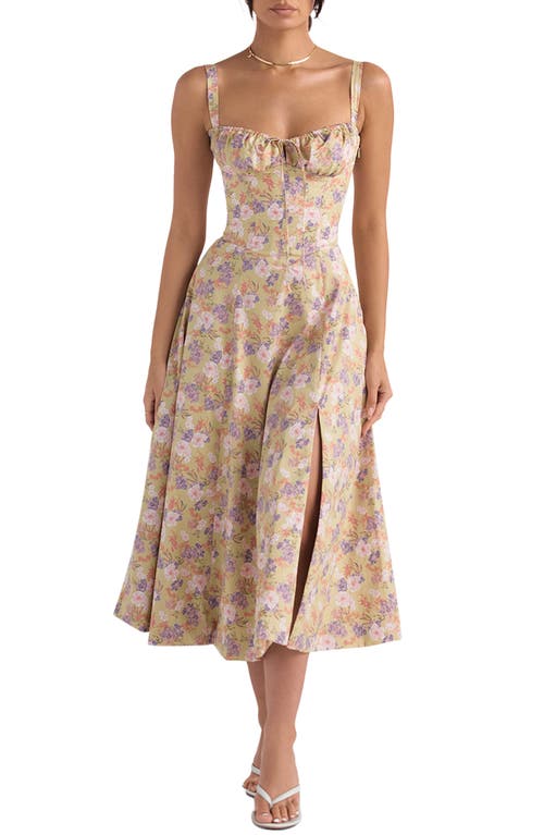 HOUSE OF CB Carmen Floral Bustier Sundress in Peony Print