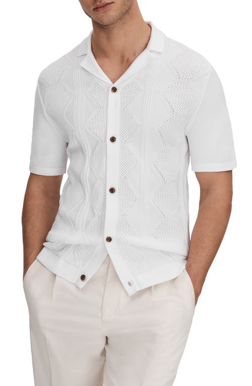 Reiss Fortune Cable Cotton Polo Sweater at Nordstrom