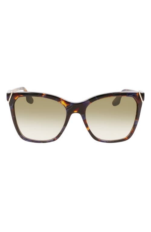 Victoria Beckham Guilloché 56mm Gradient Rectangular Sunglasses in Havana Blue at Nordstrom