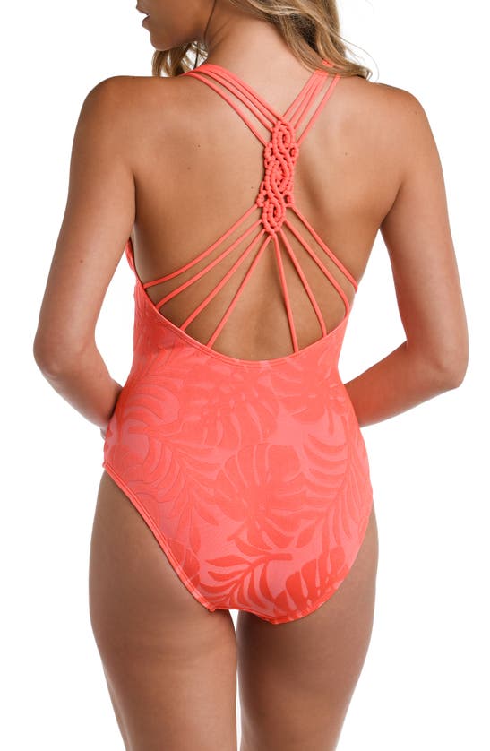 Shop La Blanca Island Palm One-piece Swimsuit In Coral