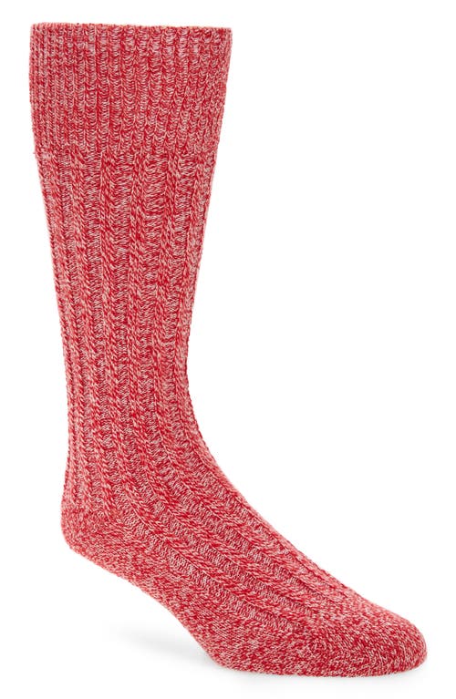 The Elder Statesman Marled Socks in Red/Optic White