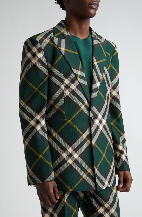 Shop Burberry Check Wool Blazer In Ivy Ip Check