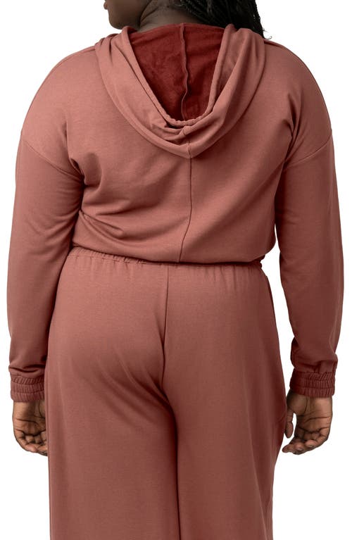 Shop Kindred Bravely Mila Crop Maternity/nursing Hoodie In Redwood