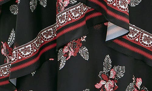 City Chic Drama Queen Print Layered Maxi Dress In Black Floral Border
