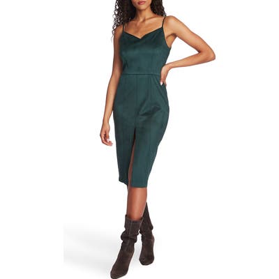 1.state Stretch Microsuede Body-Con Dress, Green