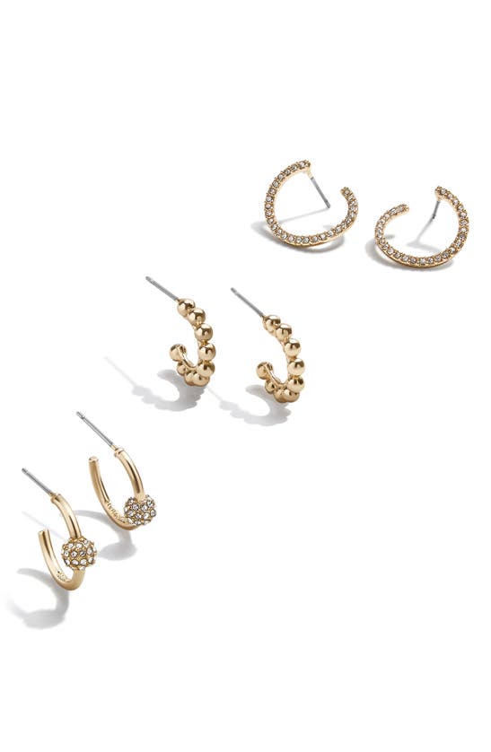 Shop Baublebar Assorted Set Of Three Mini Hoop Earrings In Gold