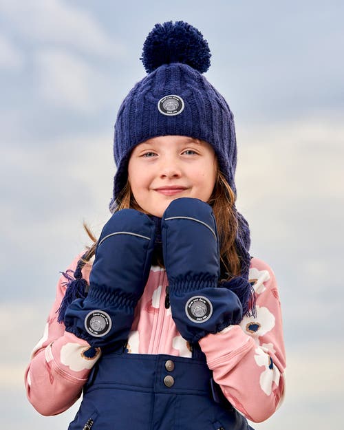 Deux Par Deux Kids Unisex Solid Mittens Navy In Dress Blue
