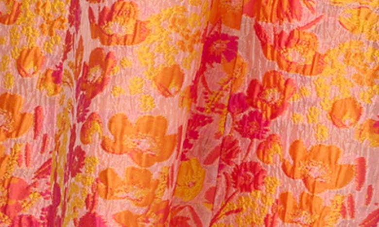 Shop Adrianna Papell Floral Jacquard One-shoulder Cocktail Dress In Orange Multi