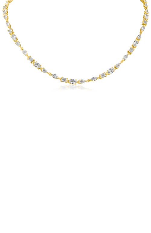 Shop Cz By Kenneth Jay Lane Connected Cz Chain Necklace In Clear/gold