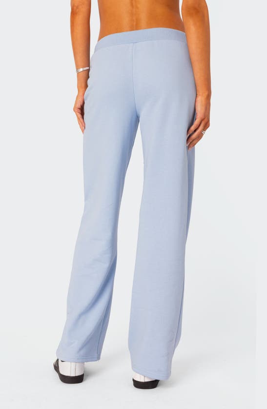 Shop Edikted Quinn Cotton Blend Straight Leg Sweatpants In Light-blue